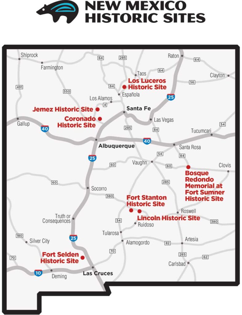 Map of New Mexico Historic Sites.