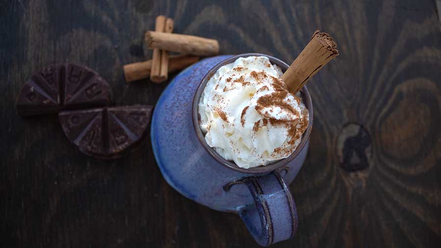 Hot chocolate in ceramic mug