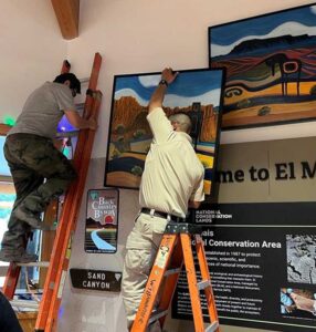An exhibit being installed at the El Malpais Ranger Station.