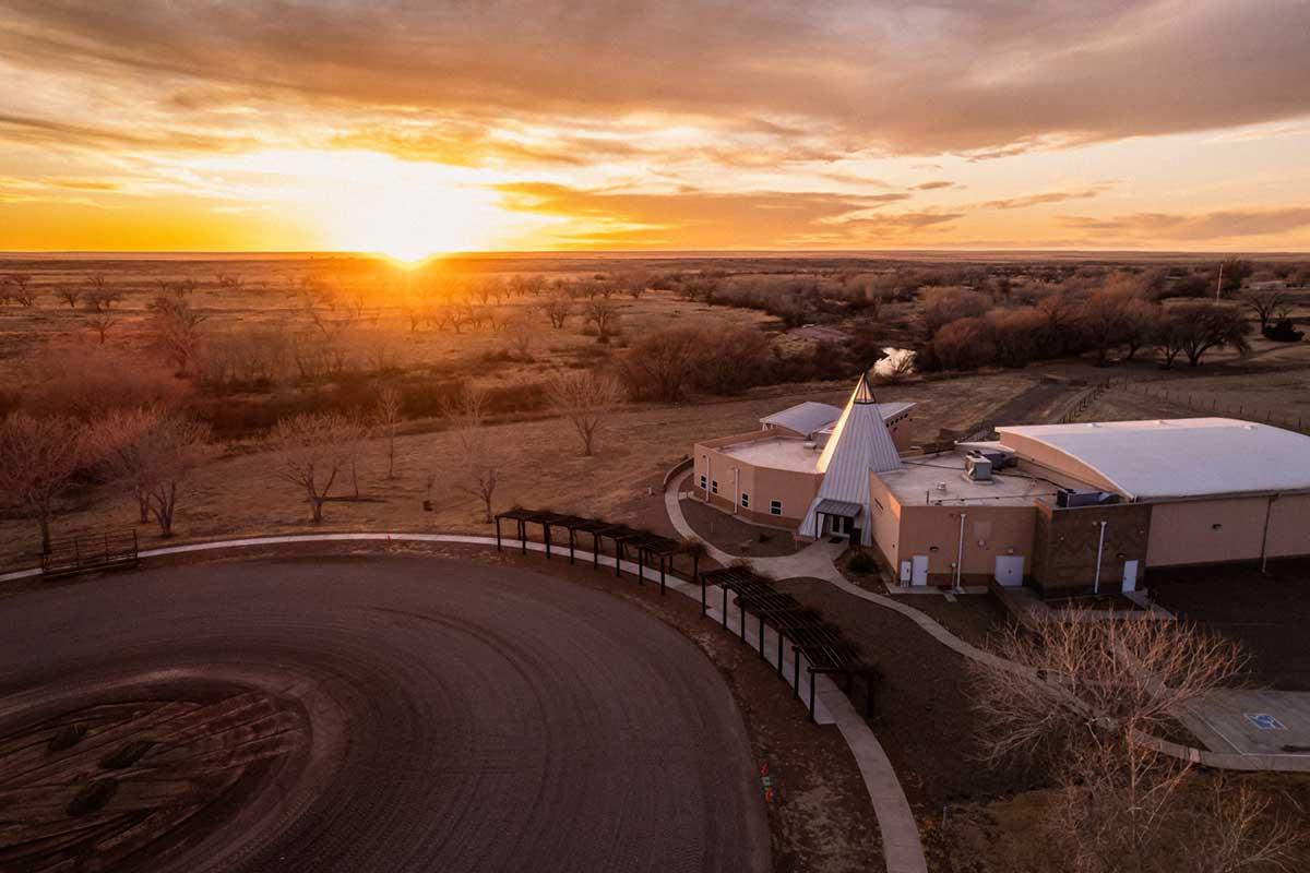 The building and grounds of Bosque Redondo Memorial at Fort Sumner Historic Site. Photo by Tira Howard.