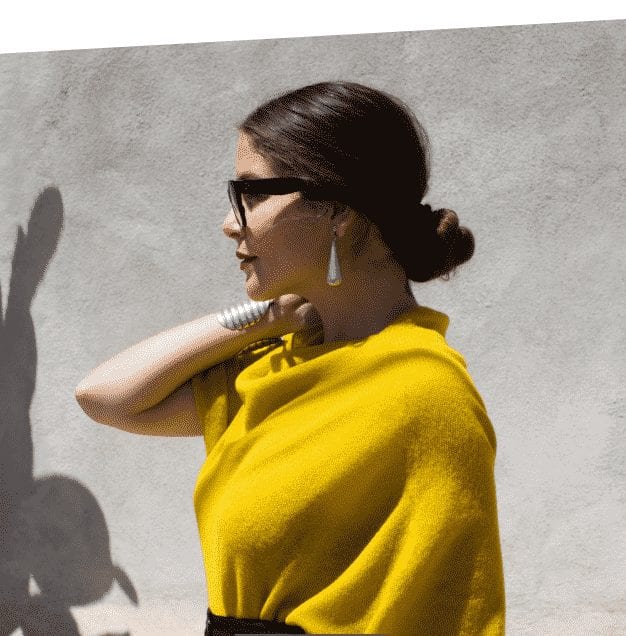 woman modeling cashmere sweater