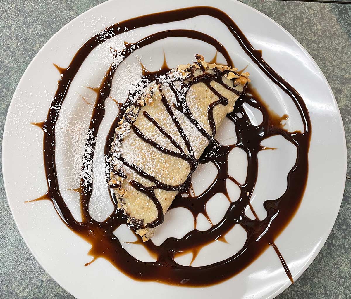 Dessert with chocolate sauce