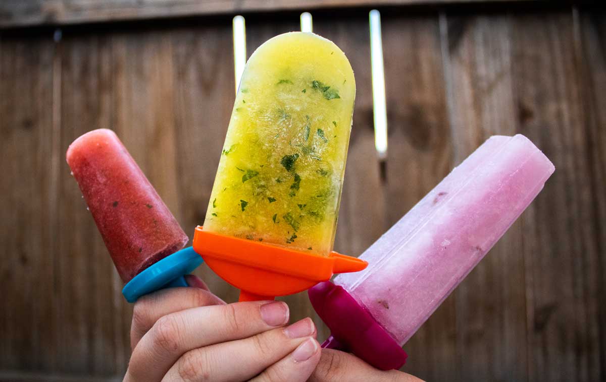 Three homemade ice pops