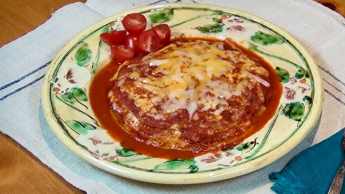 Flat enchilada ready to serve.