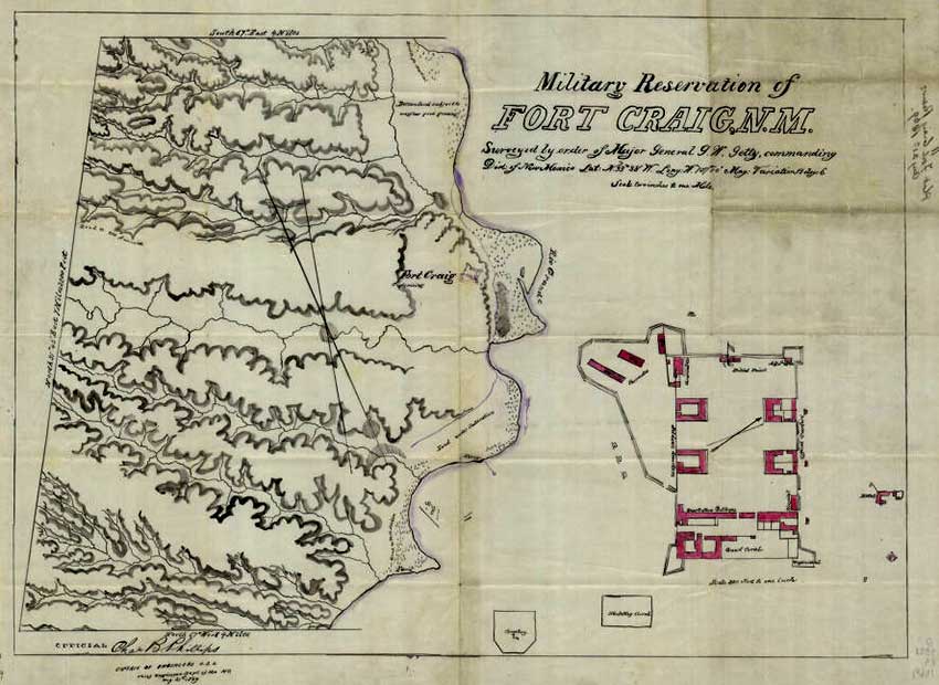 A hand-drawn map of Fort Craig.