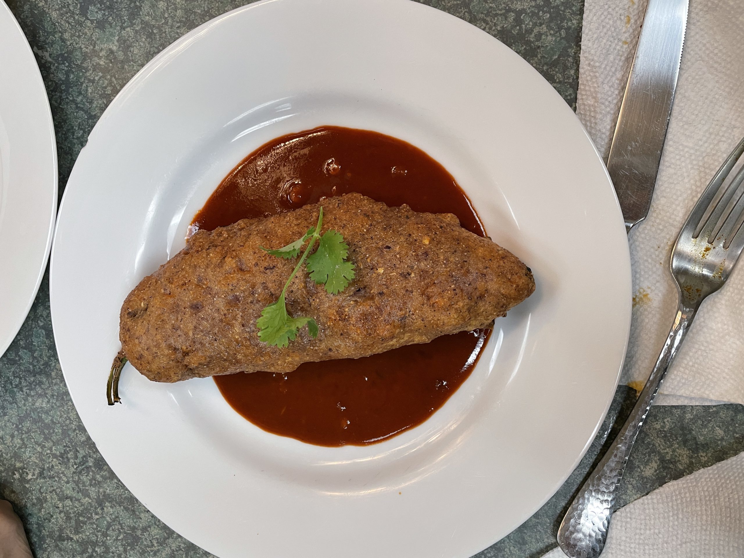 chile relleno from las cosas cooking school 