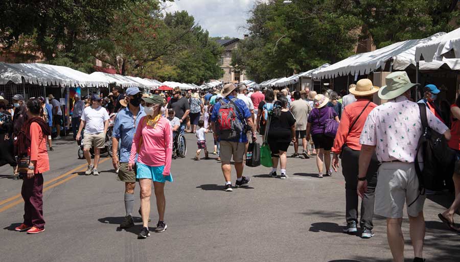Visitors at the Indian Market in Santa Fe.