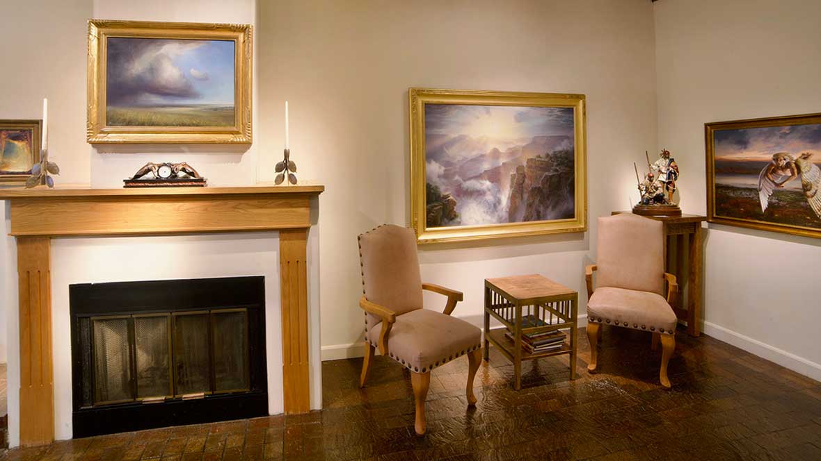 Interior designers work with Meyer Gallery to create spaces like this view of the gallery interior.