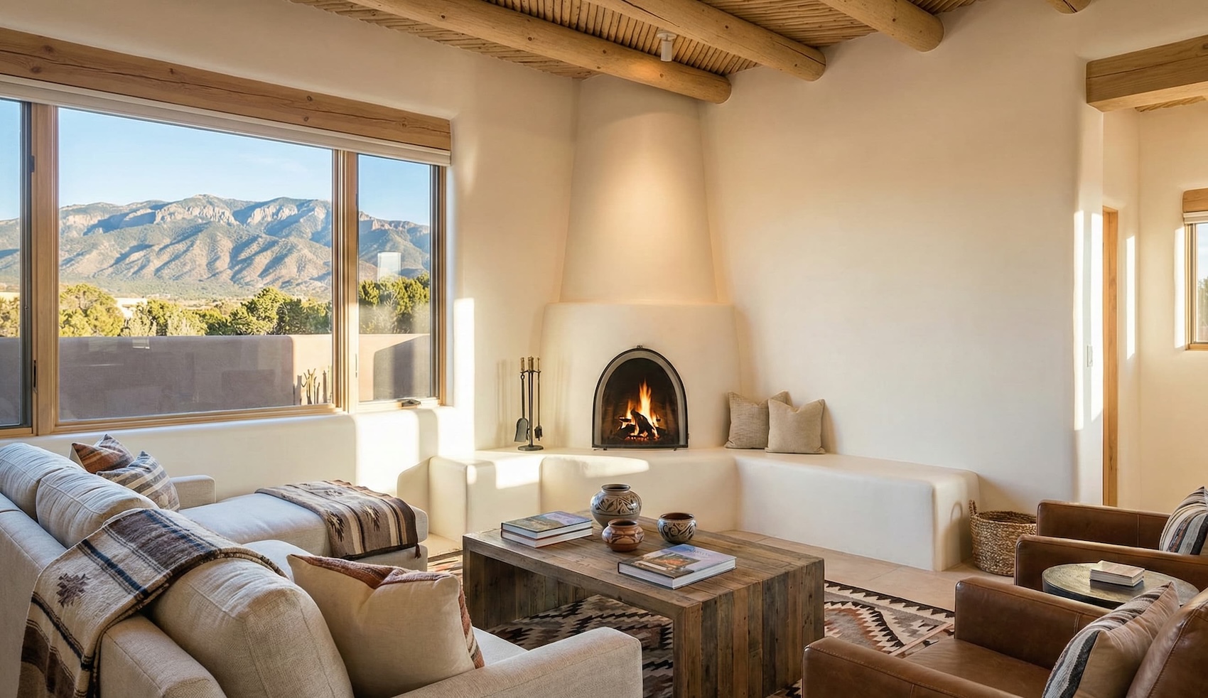 Kiva fireplace in a vacation rental
