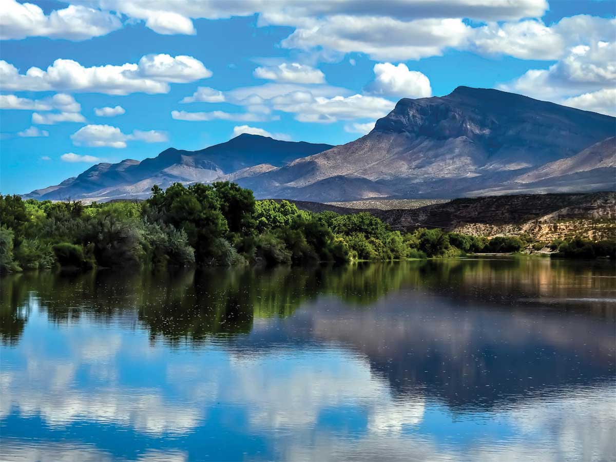Lake and mountain view at a New Mexico State Park.