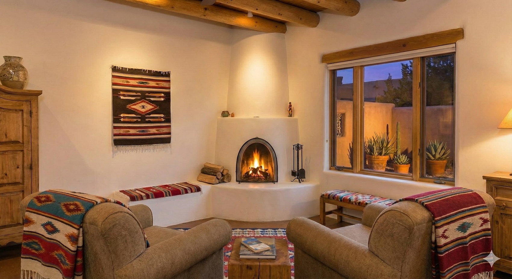 Santa Fe Vacation Rental with Kiva Fireplace.