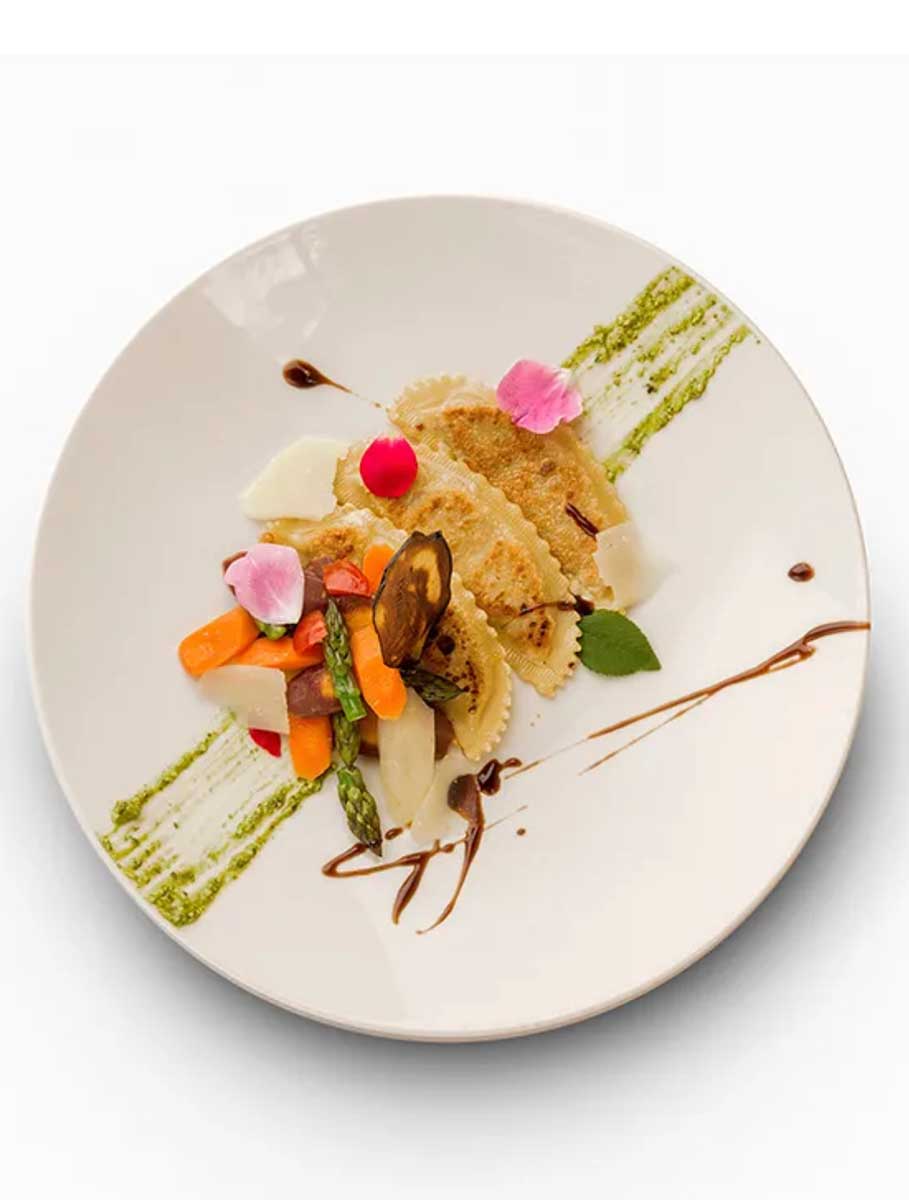 Plated meal at Sasella in Santa Fe, New Mexico