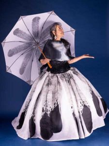 Styles by Indigenous designer Patricia Michaels will be part of Native Fashion Week in May. Model: Tantoo Cardinal. Photo by Tira Howard.