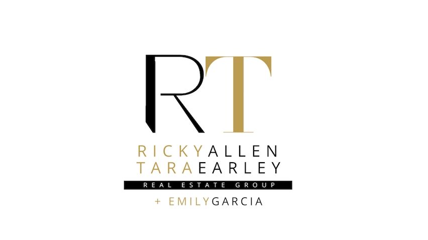 RT Ricky Allen Tara Earley Real Estate Group + Emily Garcia black and gold logo with white background 2025.